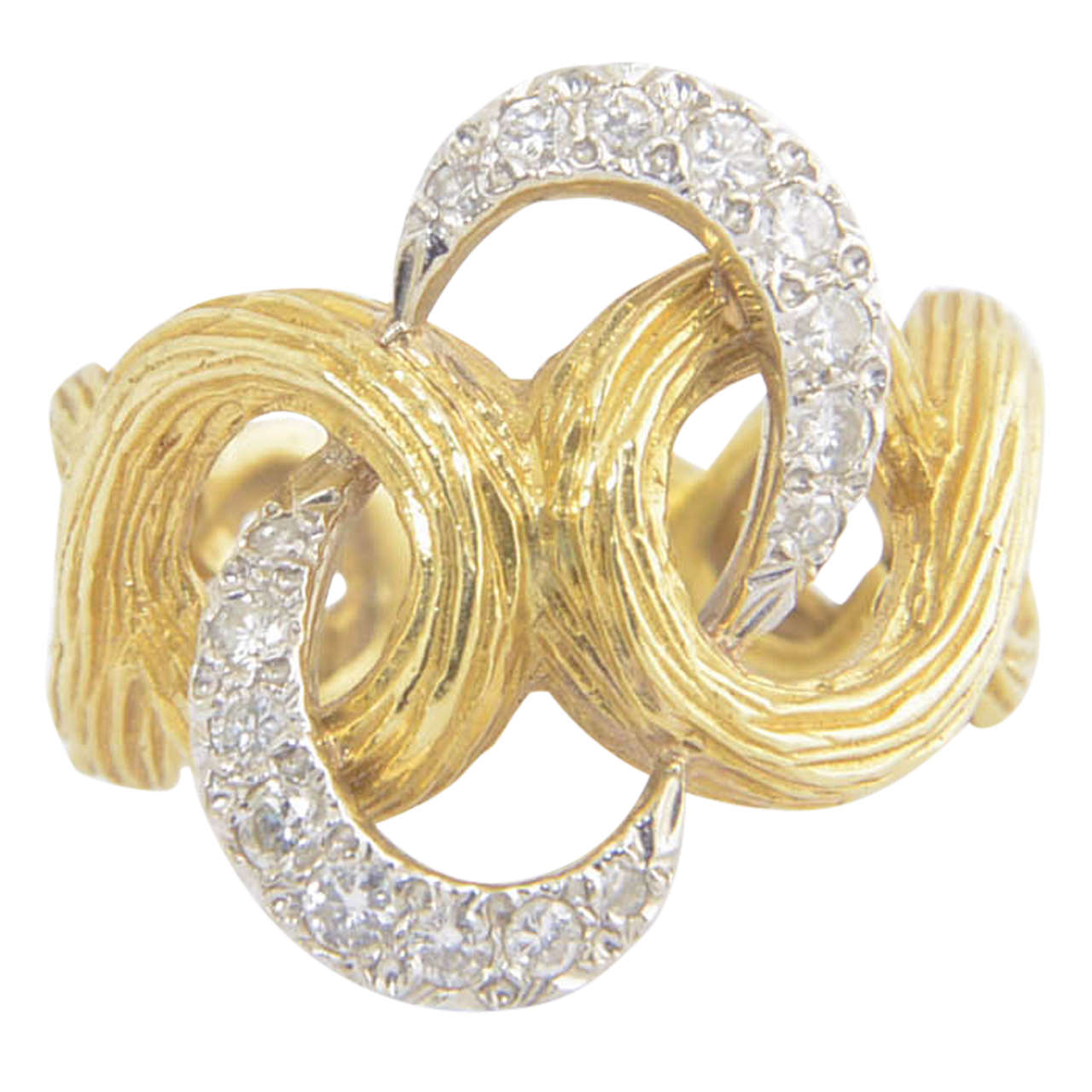 Diamond Textured Gold Swirl Ring at 1stDibs swirl gold ring