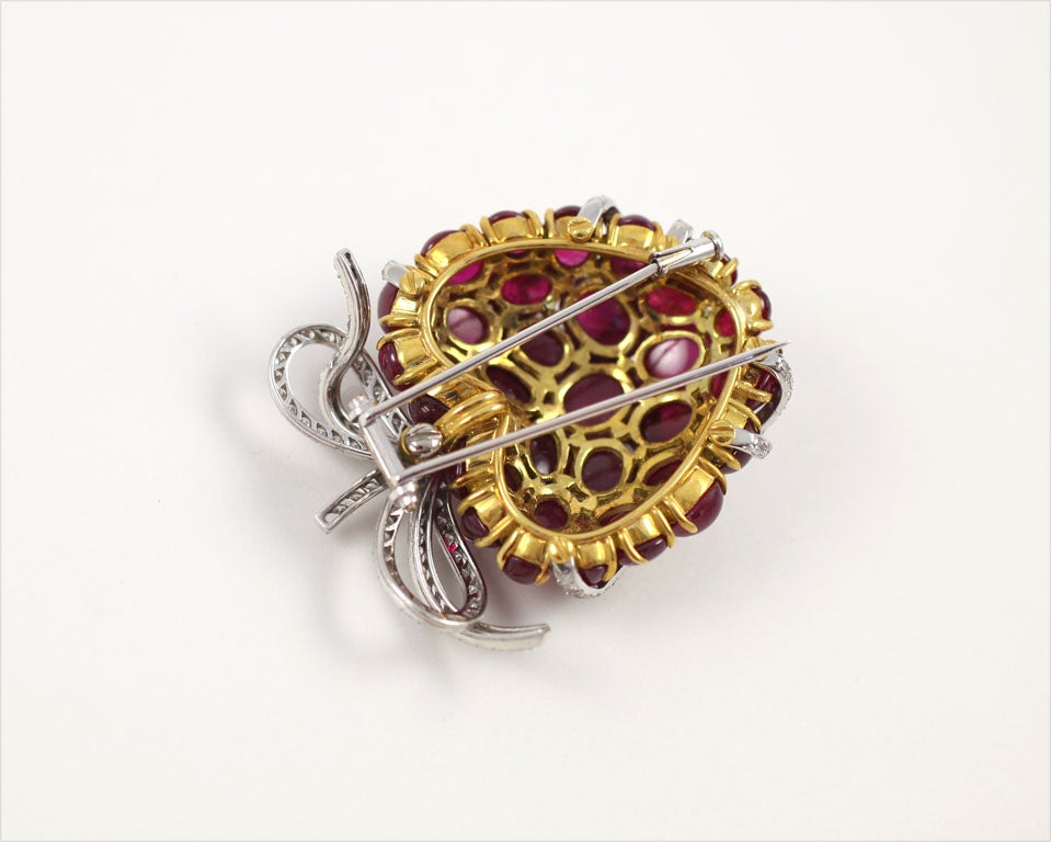VERDURA Iconic Wrapped  Ruby Diamond Heart Brooch 2