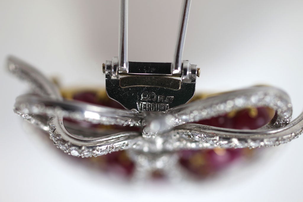 VERDURA Iconic Wrapped  Ruby Diamond Heart Brooch 3