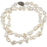 Baroque Cultural Pearls with Diamond Clasp 3.50 CT, 15 mm x 26mm