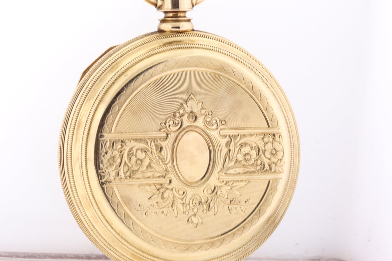 Waltham Yellow Gold Hunting Case Pocket Watch For Sale at 1stDibs