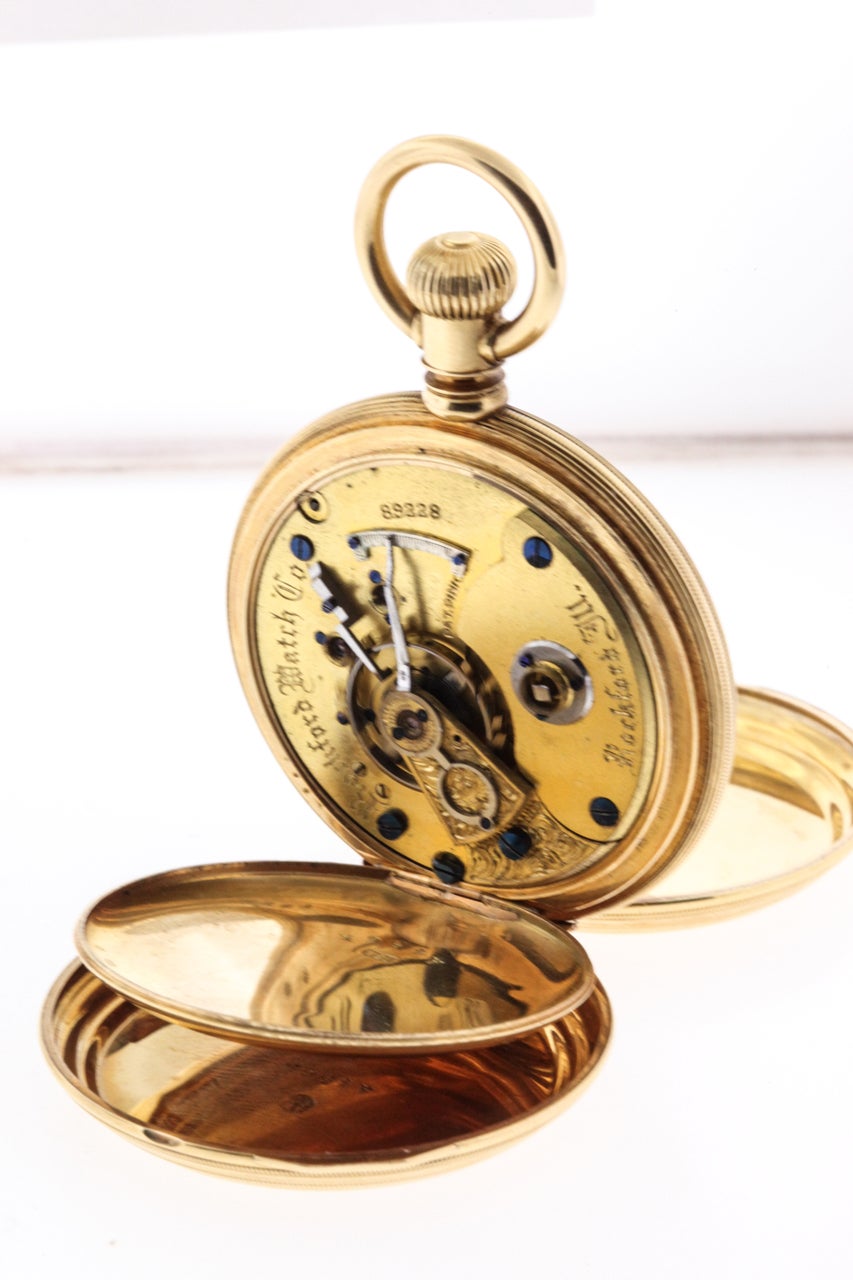 Waltham Yellow Gold Hunting Case Pocket Watch For Sale at 1stDibs