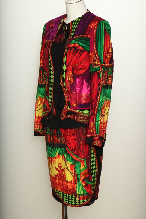 Extremely rare Gianni Versace Couture theater print suit.