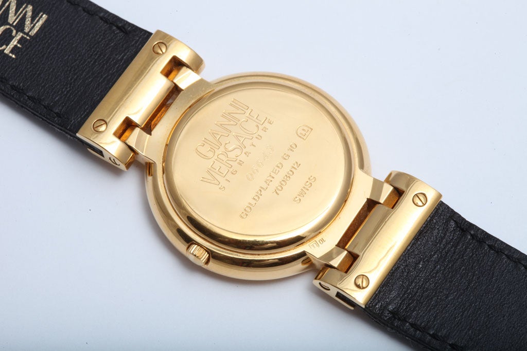 Women's or Men's  Gianni Versace Gold Medusa Watch with Croc Embossed Strap