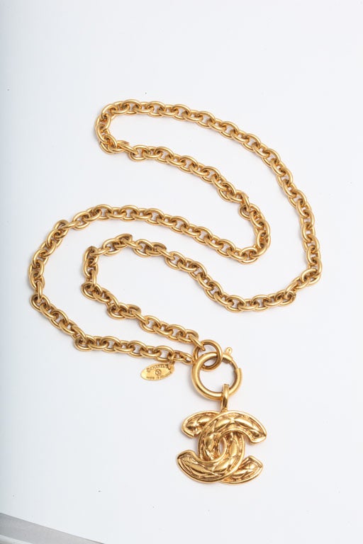 Chanel Quilted CC Necklace Medium at 1stDibs