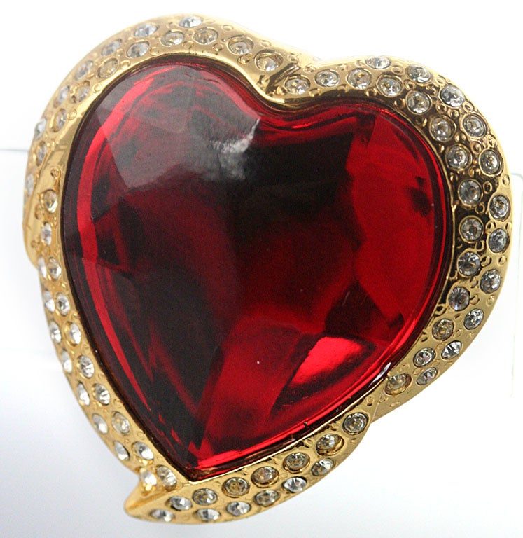 Yves Saint Laurent Heart Shaped Ear Clips In Excellent Condition In Palm Desert, CA