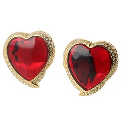 Vintage Yves Saint Laurent Heart Shaped Ear Clips