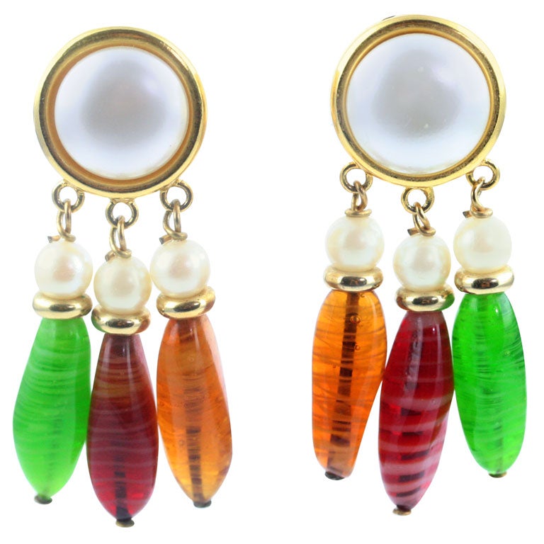 Moschino "Pearl" and Glass Ear Clips