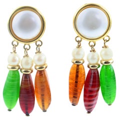 Vintage Moschino "Pearl" and Glass Ear Clips