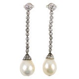 Antique Edwardian Natural Pearl Drop Earrings