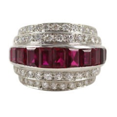 Antique Art Deco Diamond and Ruby Ring