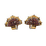 Ruby and Diamond “Fan” Clip- Earrings