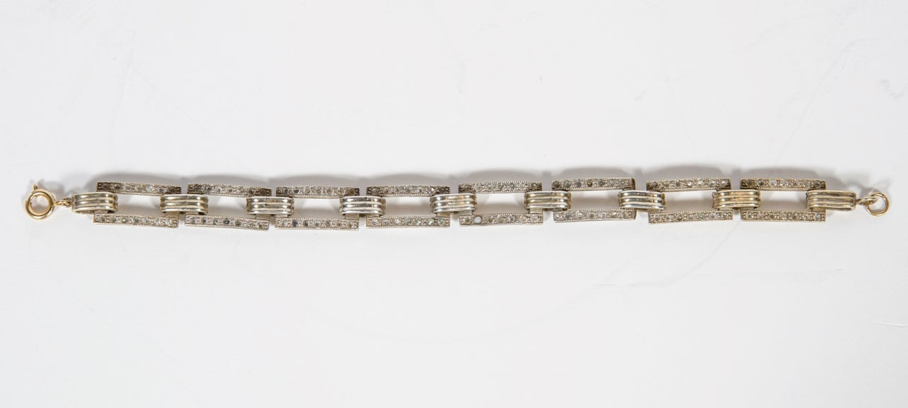 Art Deco Sterling and Marcasite Link Bracelet