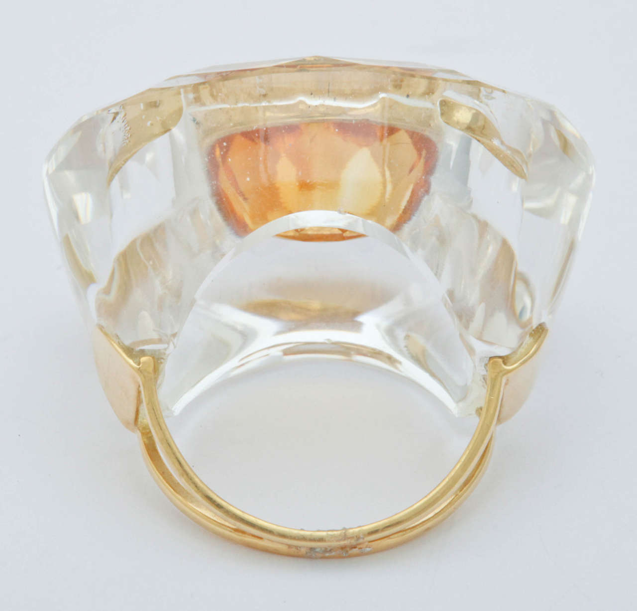 Contemporary Citrine Rock Crystal  Yellow Gold Ring