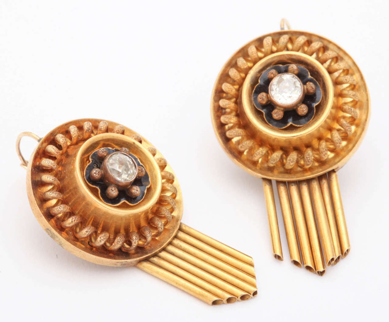 Antique Old Mine Diamond Gold Earrings