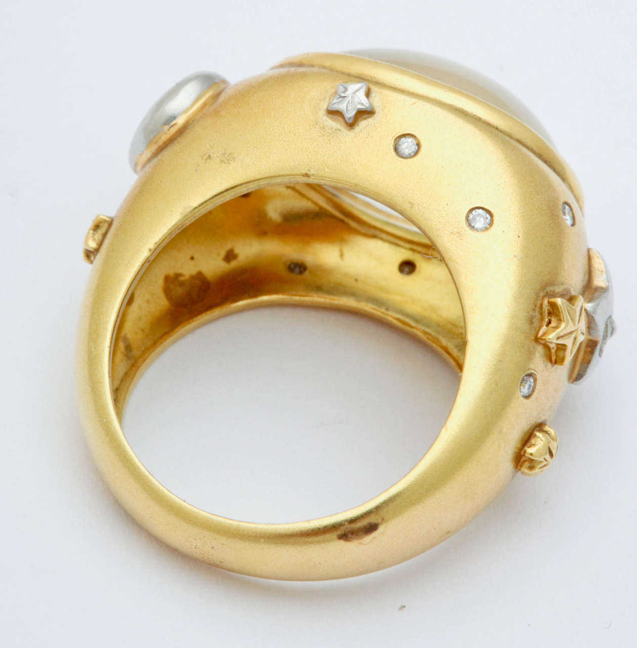 Celestial Moonstone Diamond Gold Platinum Ring For Sale 1
