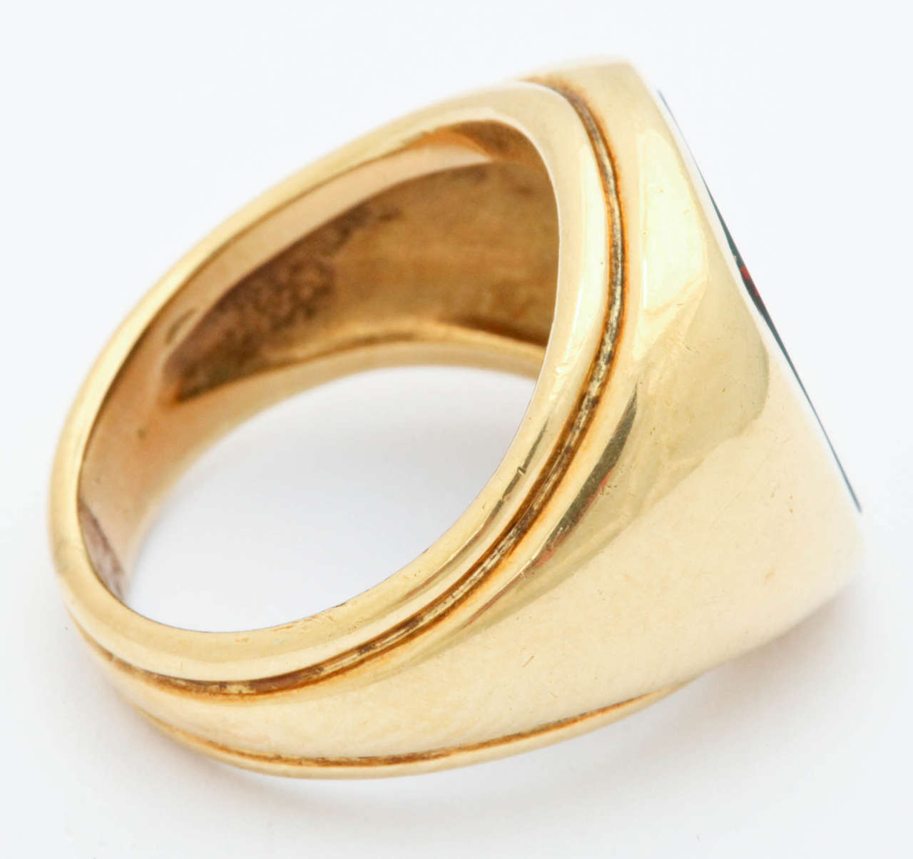 Bloodstone Yellow Gold Jockey Intaglio Ring For Sale at 1stdibs