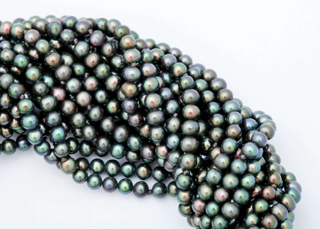 Black Pearl Ruby Yellow Gold Torsade at 1stDibs