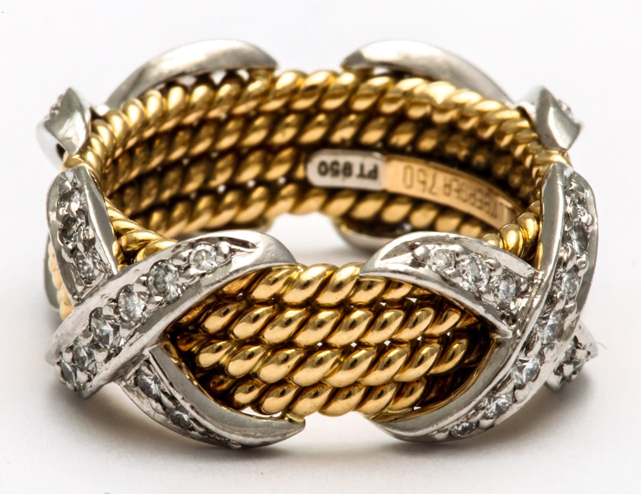 SCHLUMBERGER TIFFANY AND COMPANY Four Row Gold And Diamond Band 1