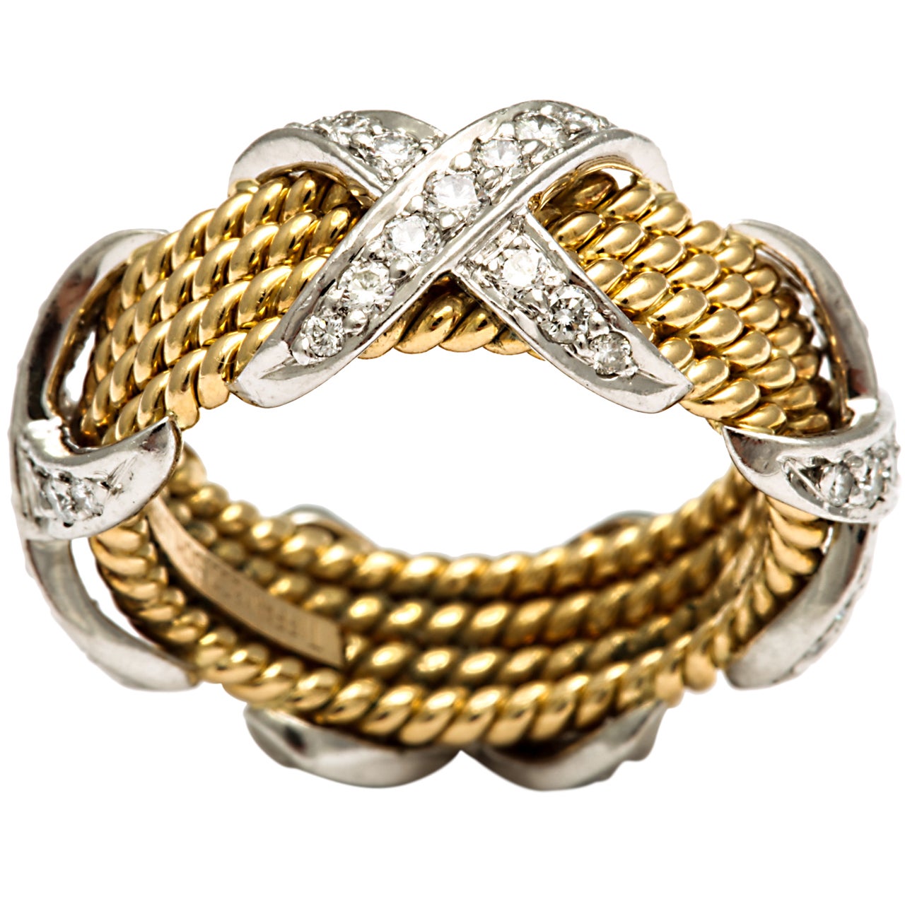 SCHLUMBERGER TIFFANY AND COMPANY Four Row Gold And Diamond Band