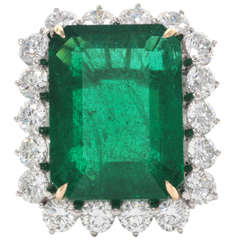 Rare Twenty-Six Carat Green Emerald and Diamond Ring 9
