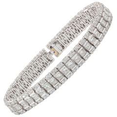 Princess and Round Diamond Wide Line Tennis Bracelet