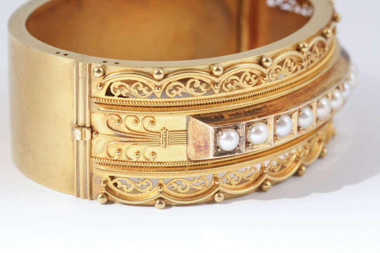 Victorian Gold Cuff Bangle For Sale 2