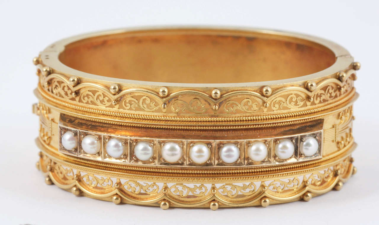 Victorian Gold Cuff Bangle For Sale 3