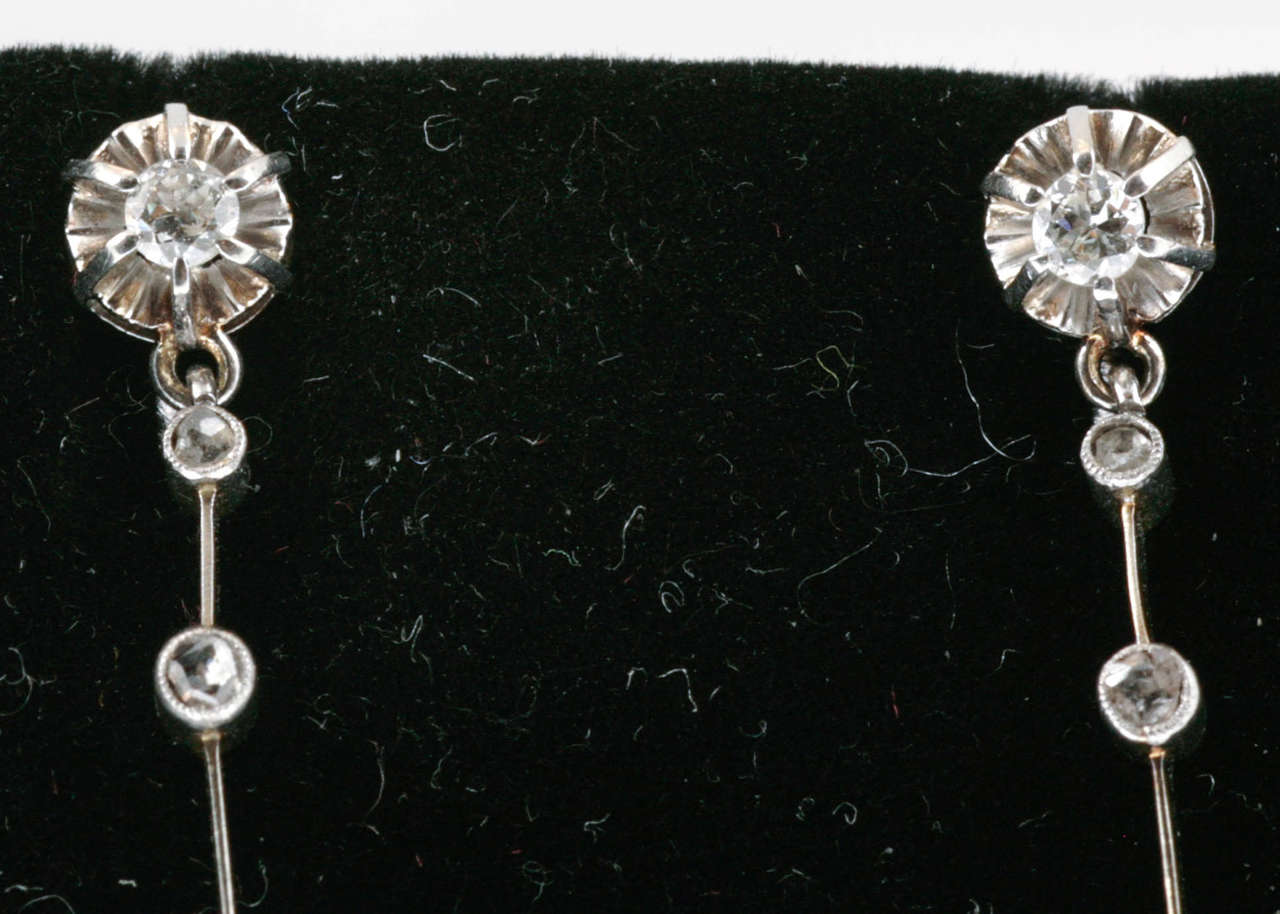 Fine Edwardian Diamond Drop Earrings In Excellent Condition For Sale In London, GB
