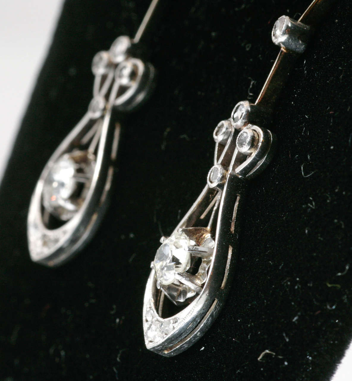 Women's Fine Edwardian Diamond Drop Earrings For Sale