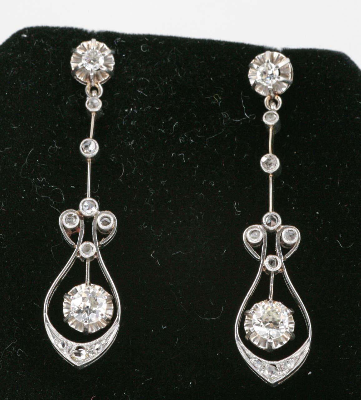 Fine Edwardian Diamond Drop Earrings For Sale 1