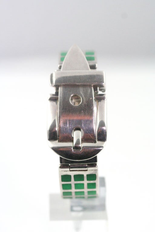 Gucci Enameled Sterling Silver Bracelet In New Condition In Palm Desert, CA