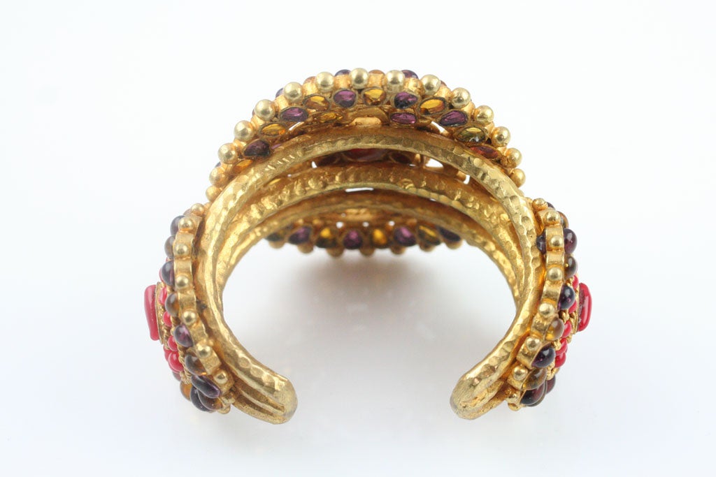 Chanel Gilt Metal and Poured Glass Cuff 4