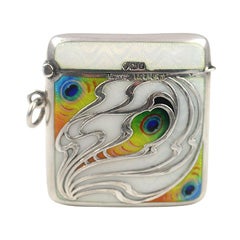 Art Nouveau Sterling and Enamel Match Safe