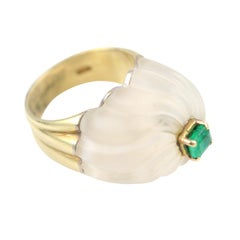 Rock Crystal and Emerald Ring