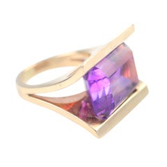 Amethyst and  Gold Cocktail  Ring
