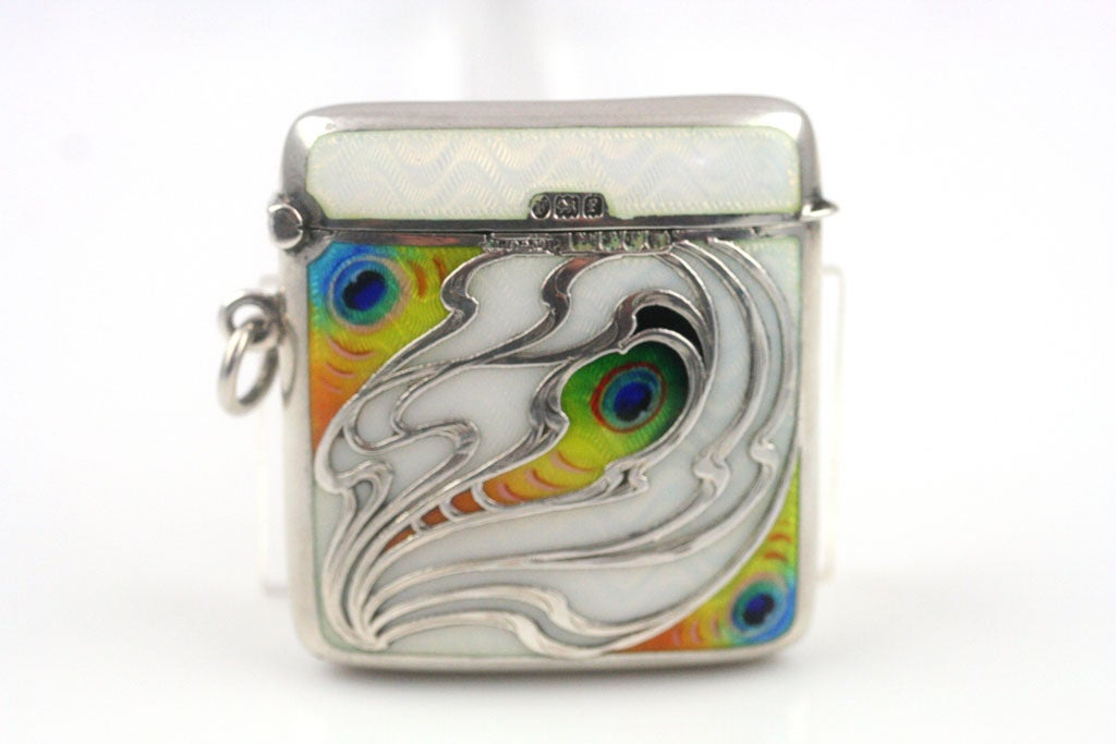 Art Nouveau Sterling and Enamel Match Safe at 1stDibs