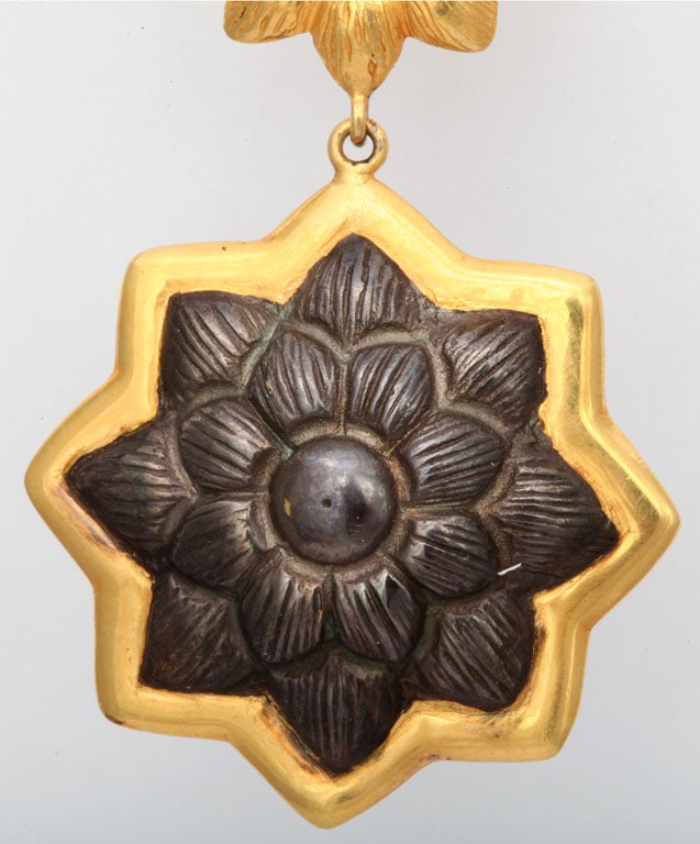 Contemporary Sunflower Pendant Earrings