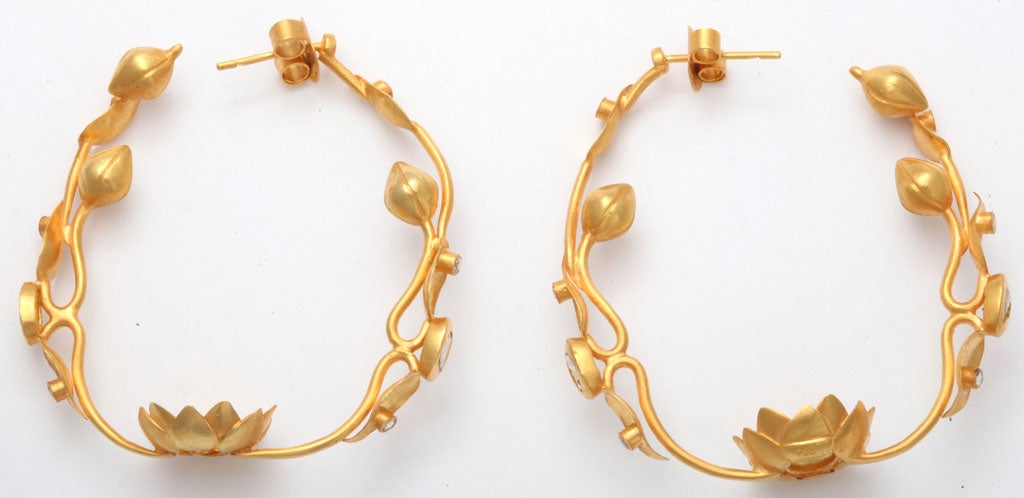 lotus flower hoop earrings