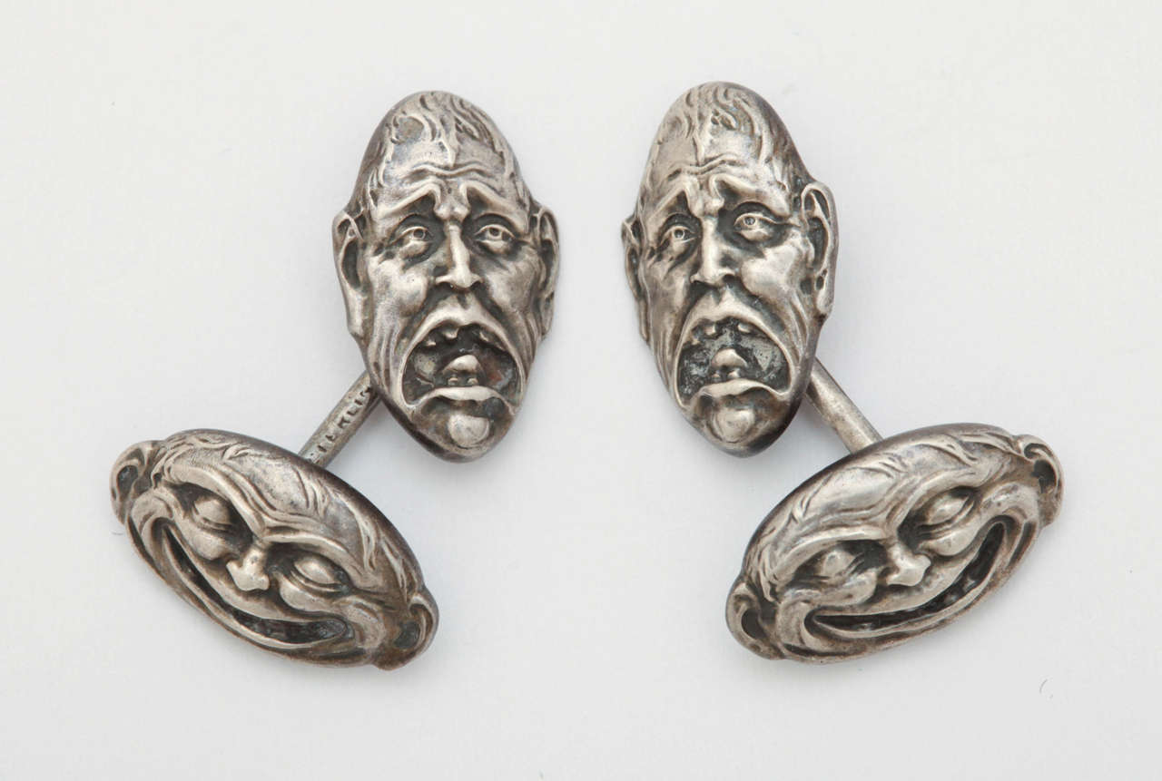 Gorham Sterling Silver Comedy & Tragedy Cufflinks