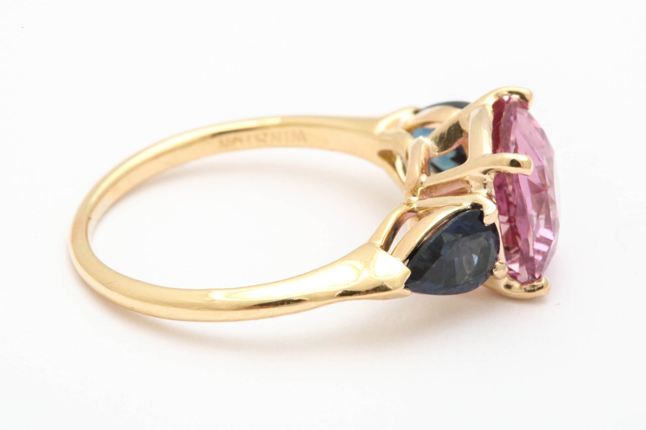 Pink Sapphire and Blue Sapphire Ring In New Condition In New York, NY