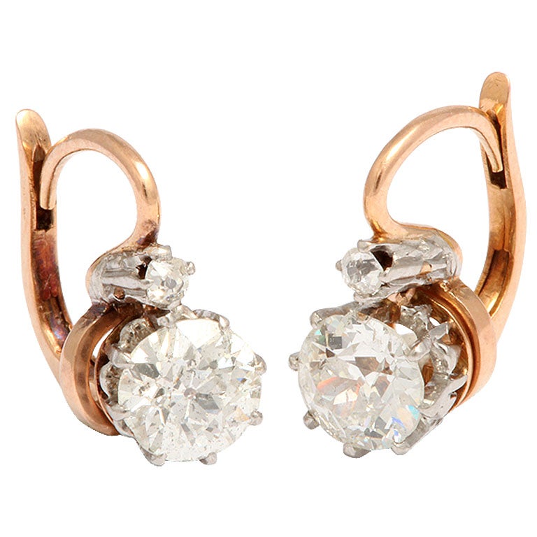 Art Deco Diamond 2 stone Diamond Drop Earrings