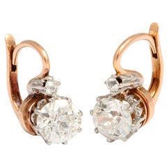 Art Deco Diamond 2 stone Diamond Drop Earrings