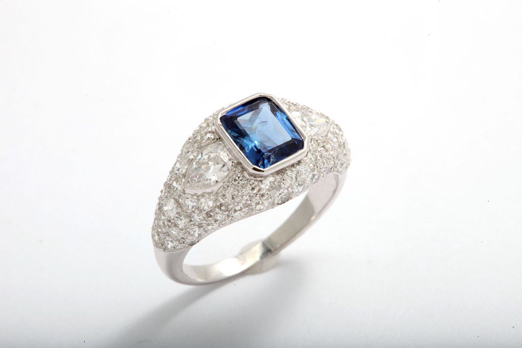 Ceylon Sapphire Diamond  Platinum  Ring