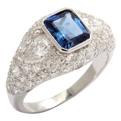 Ceylon Sapphire Diamond  Platinum  Ring