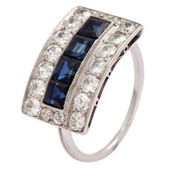 Platinum Sapphire and Diamond Ring