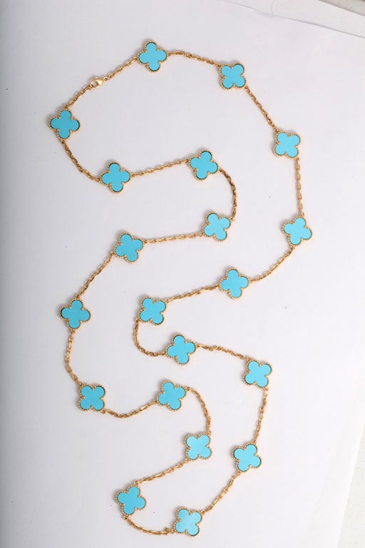VAN CLEEF & ARPELS Turquoise Alhambra Chain