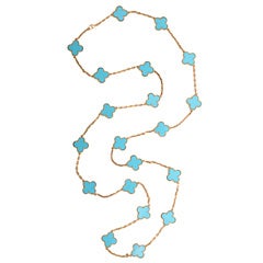 VAN CLEEF & ARPELS Turquoise Alhambra Chain