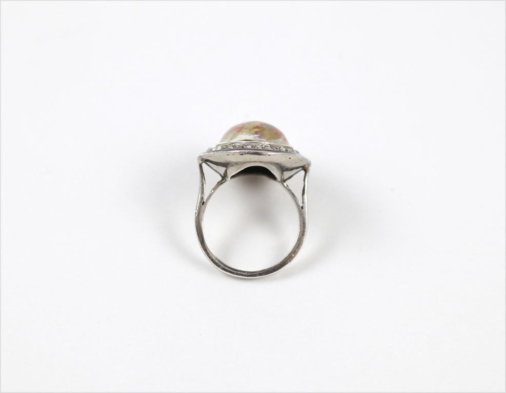 French Essex Crystal Ring Sterling Silver 4