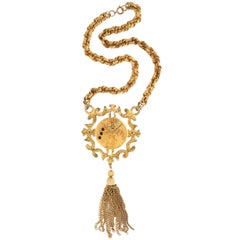 Retro "Gold" Shield Medallion Necklace, Costume Jewelry